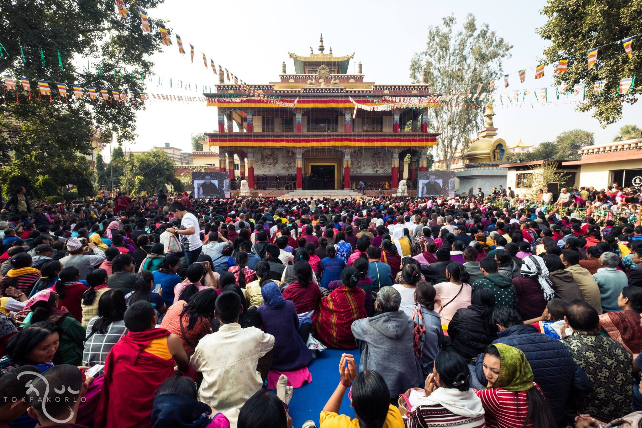 Kagyu Monlam with attendees outside